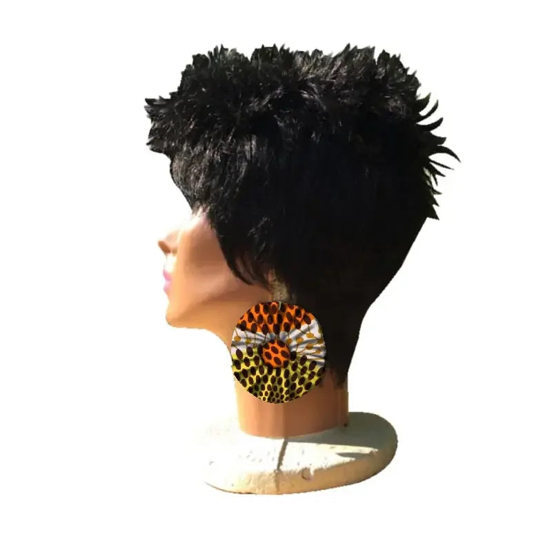 circle shape Handmade African Fabric Tassels Earrings
