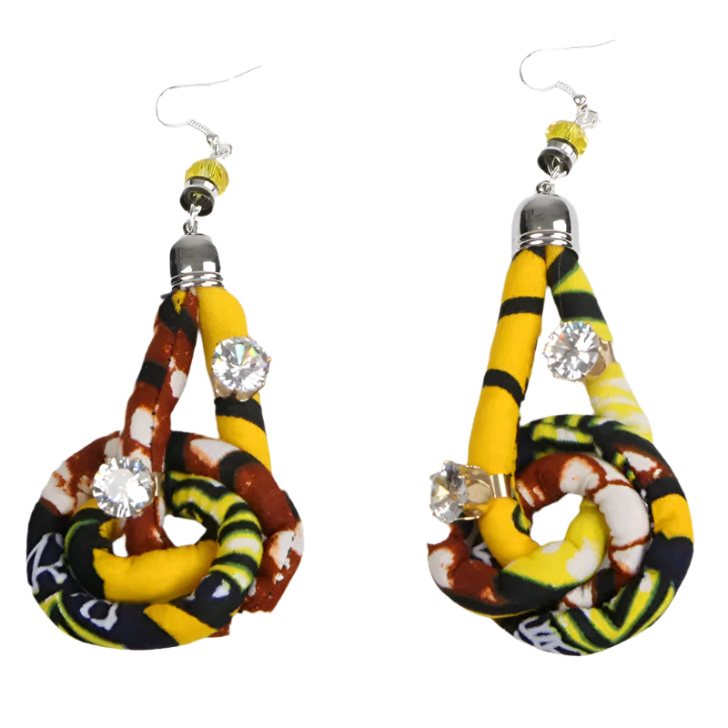 yellow Handmade African Fabric Tassels Earrings