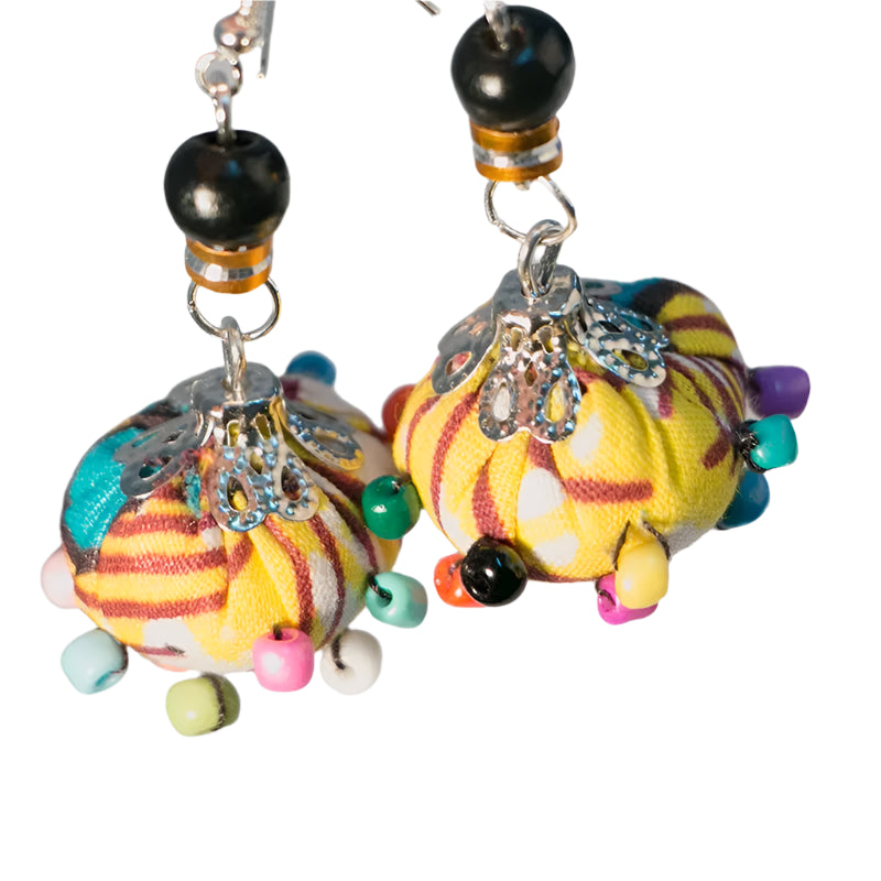 Handmade African Fabric Tassels Earrings