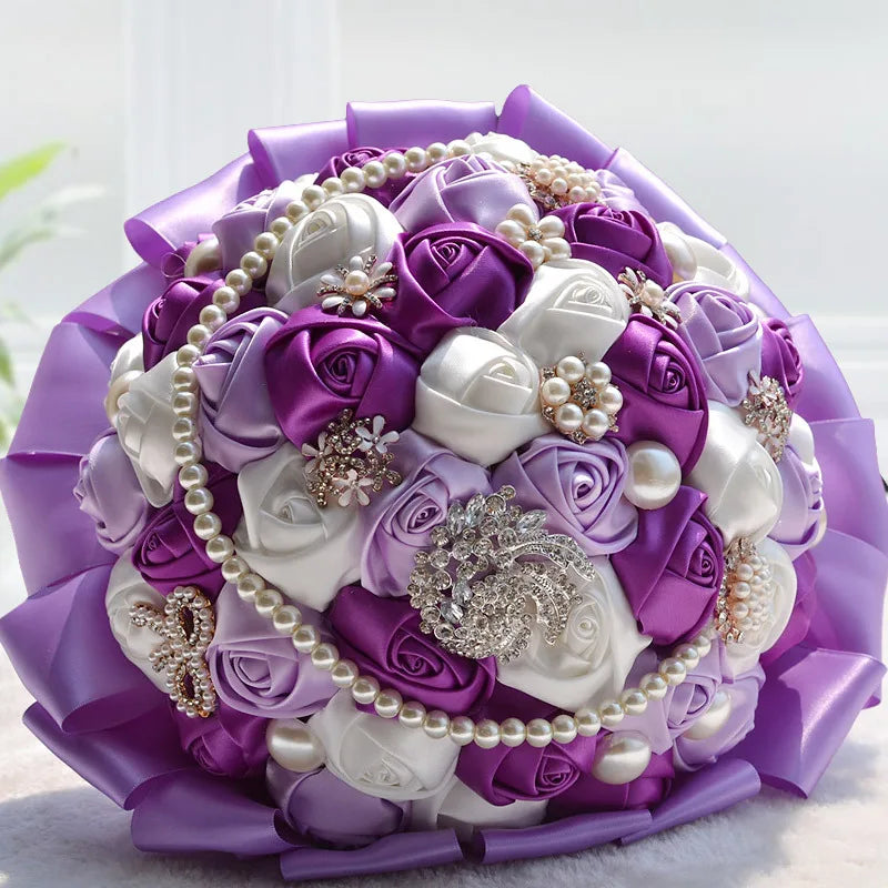 Purple Handmade Bridal Wedding Flowers Bouquet