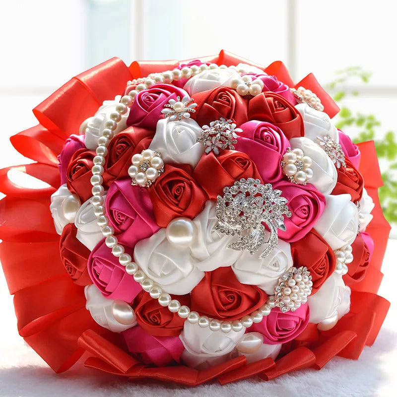 Red Handmade Bridal Wedding Flowers Bouquet