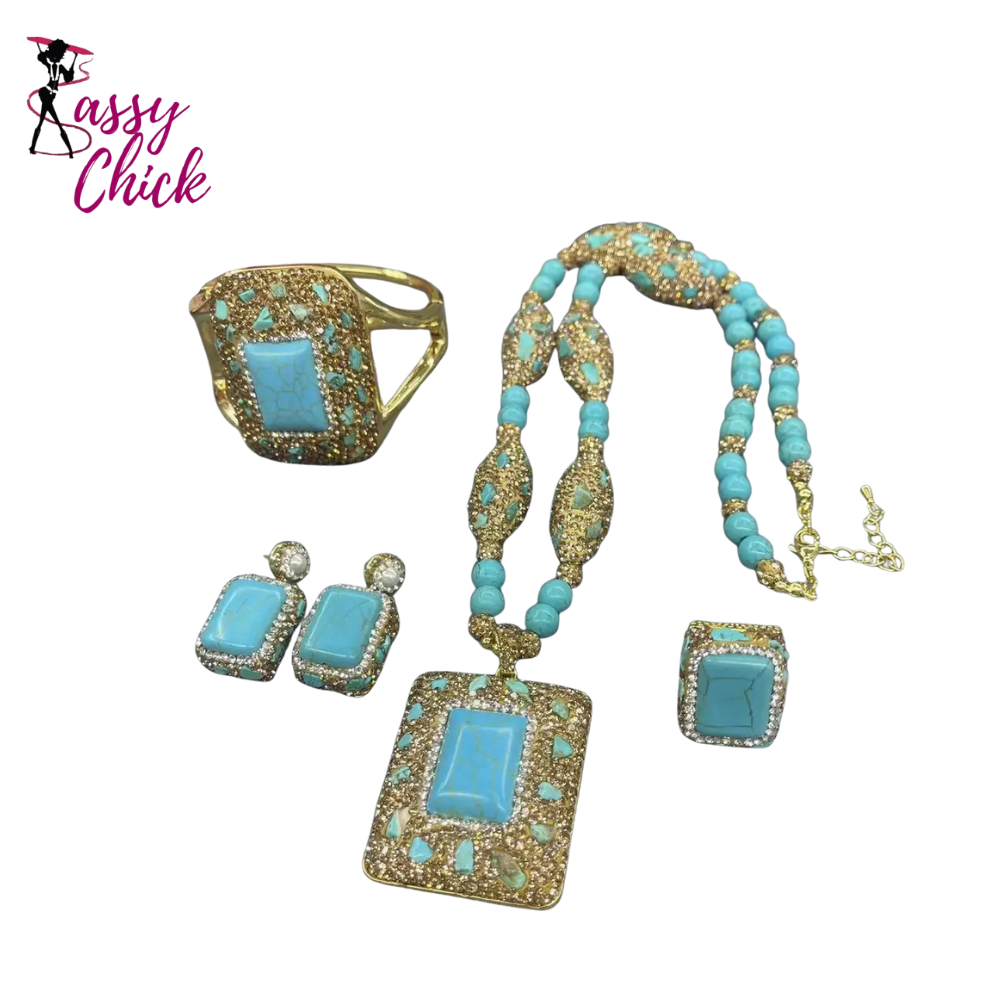 Handmade Inlaid Turquoise Jewelry Set Sassy Chick Logo