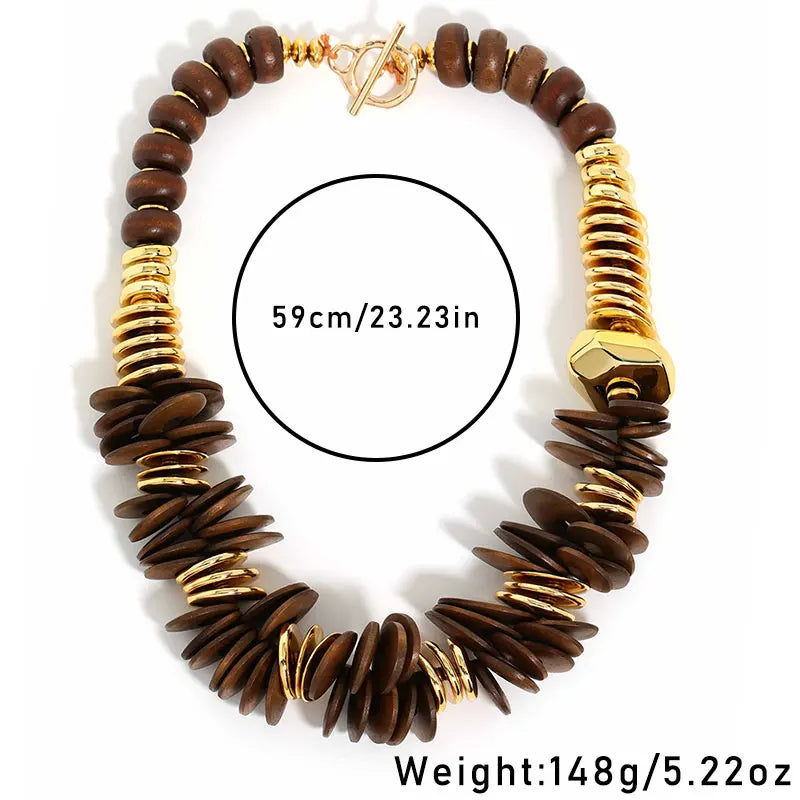 Size of Handmade Retro Wood & Acrylic Stitching Necklace