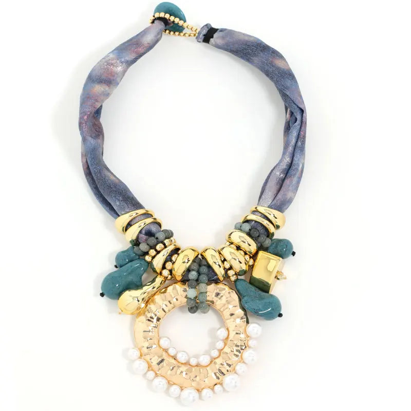 Blue Handmade Statement Boho Beads Necklace