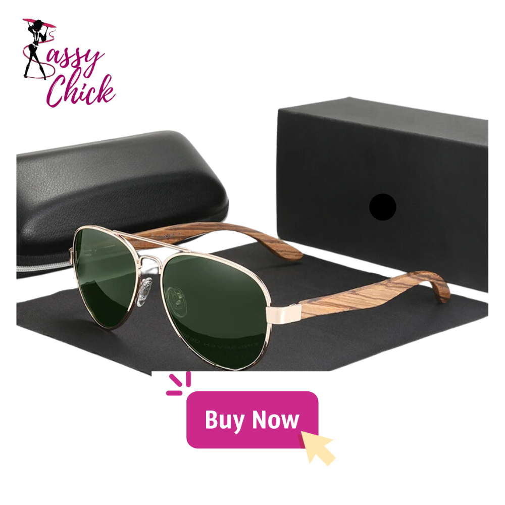 Handmade Wood UV400 Polarized Sunglasses Sassy Chick Logo
