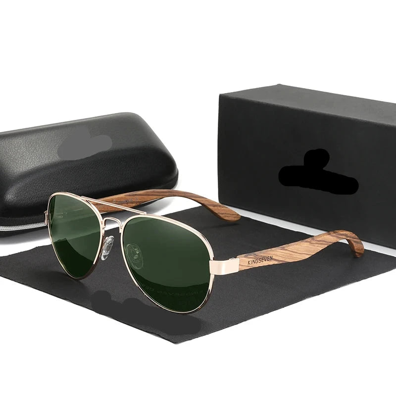 Handmade Wood UV400 Polarized Sunglasses green