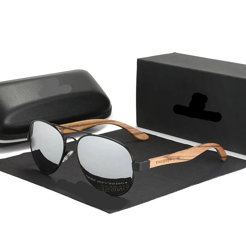 Handmade Wood UV400 Polarized Sunglasses silver