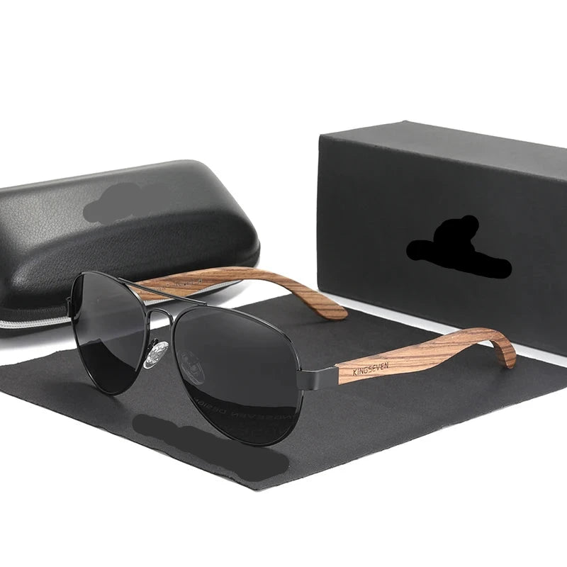 Handmade Wood UV400 Polarized Sunglasses black