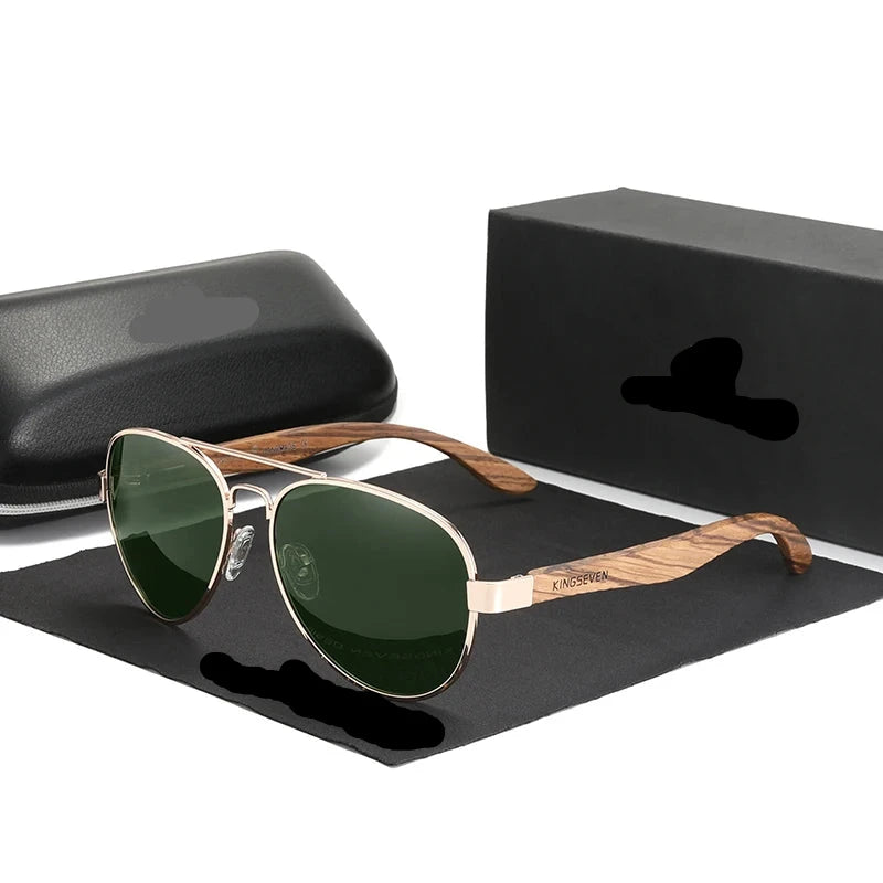 Handmade Wood UV400 Polarized Sunglasses green