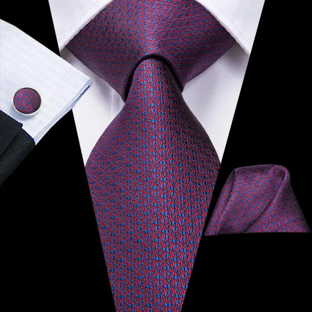 Hanky Cufflink Purple Floral Striped Paisley Silk Wedding Tie
