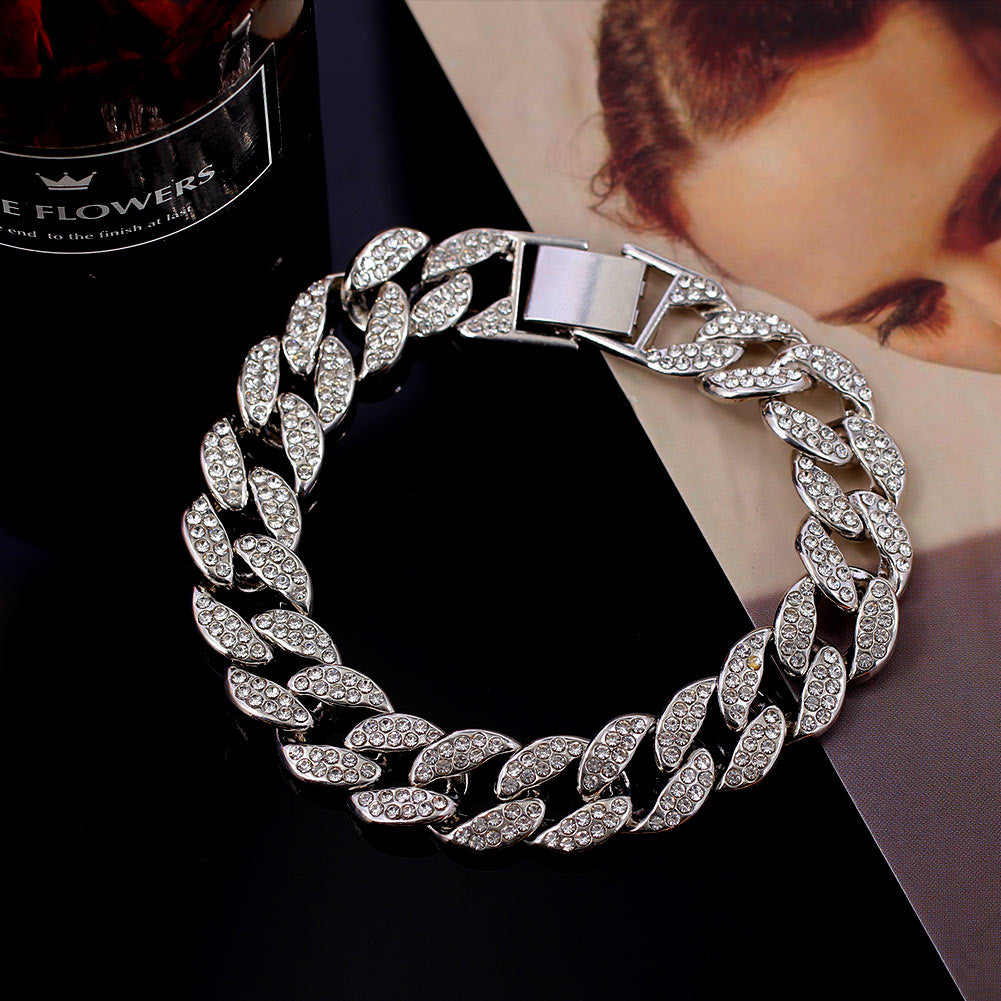 Chunky Rhinestone Cuban Bracelet