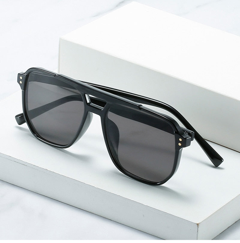 Retro Double Bridges Square Sunglasses