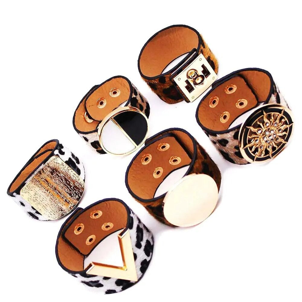Leopard Wrap Leather Bracelet