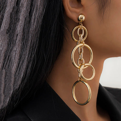 Punk Long Circle Drop Earring