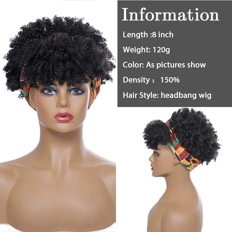 Headband Wigs Short Afro Kinky Curly information