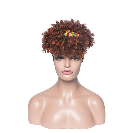 Headband Wigs Short Afro Kinky Curly brown