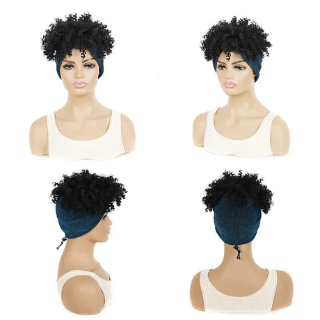 Headband Wigs Short Afro Kinky Curly black