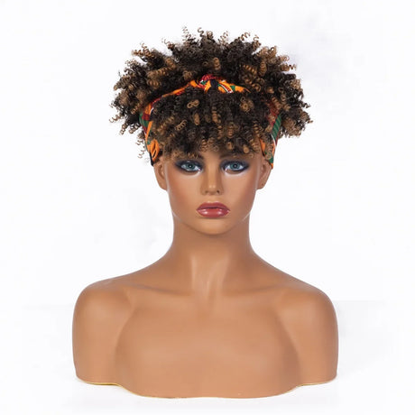 Headband Wigs Short Afro Kinky Curly brown blonde