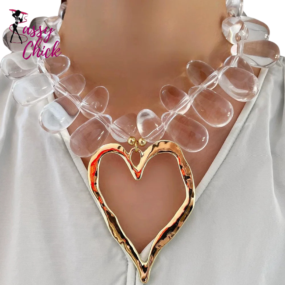 Heart-Shaped Transparent Water Drop Necklace Sassy Chick Logo