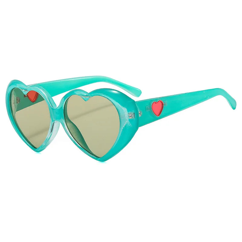 Blue Heart Shaped Oversized Multicolor Sunglasses