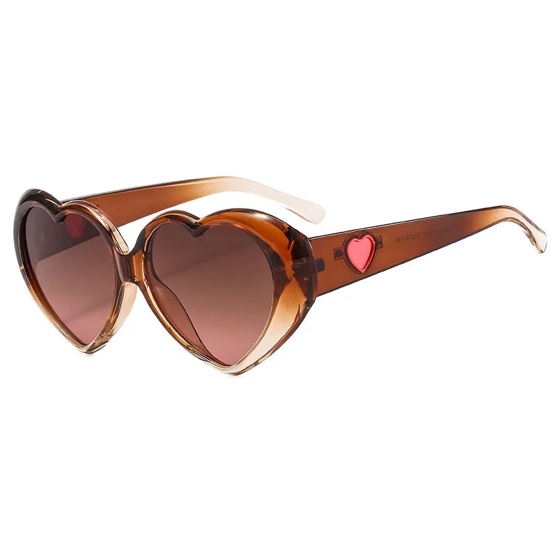 Brown Heart Shaped Oversized Multicolor Sunglasses
