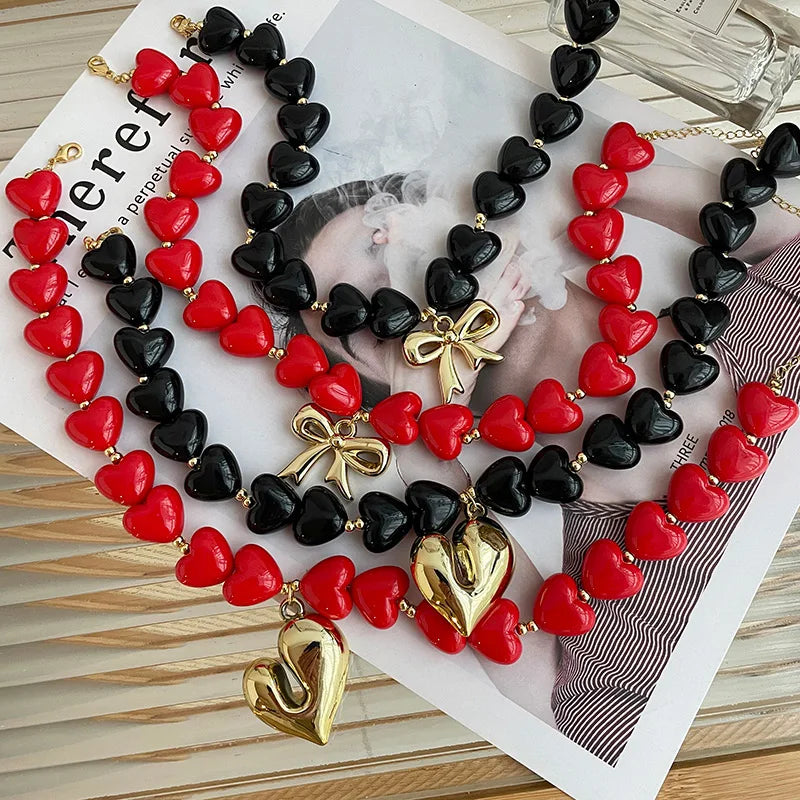 Collection of Heart Shaped Resin Love Beaded Necklace