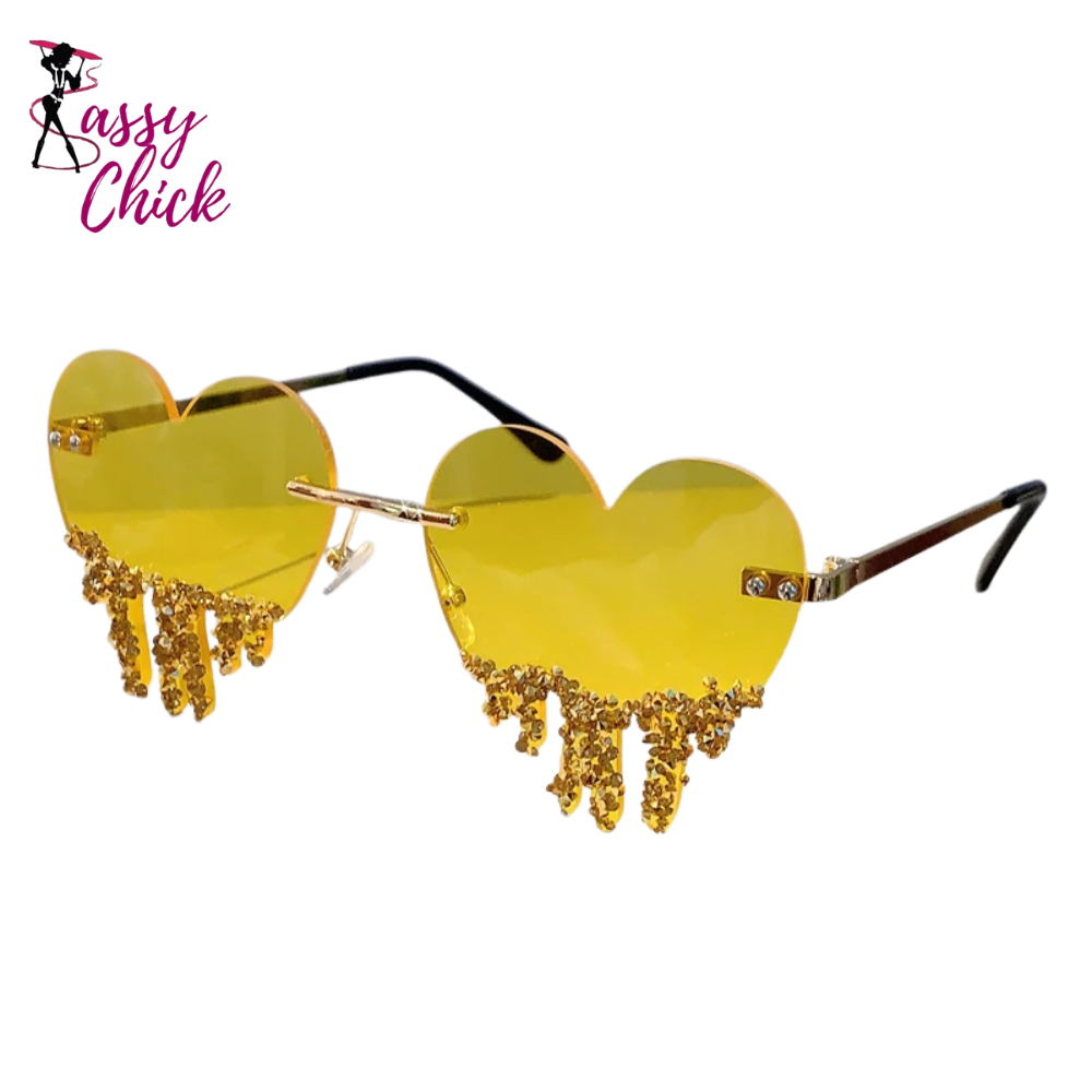 Heart Shaped Rhinestones Sunglasses Sassy Chick Logo