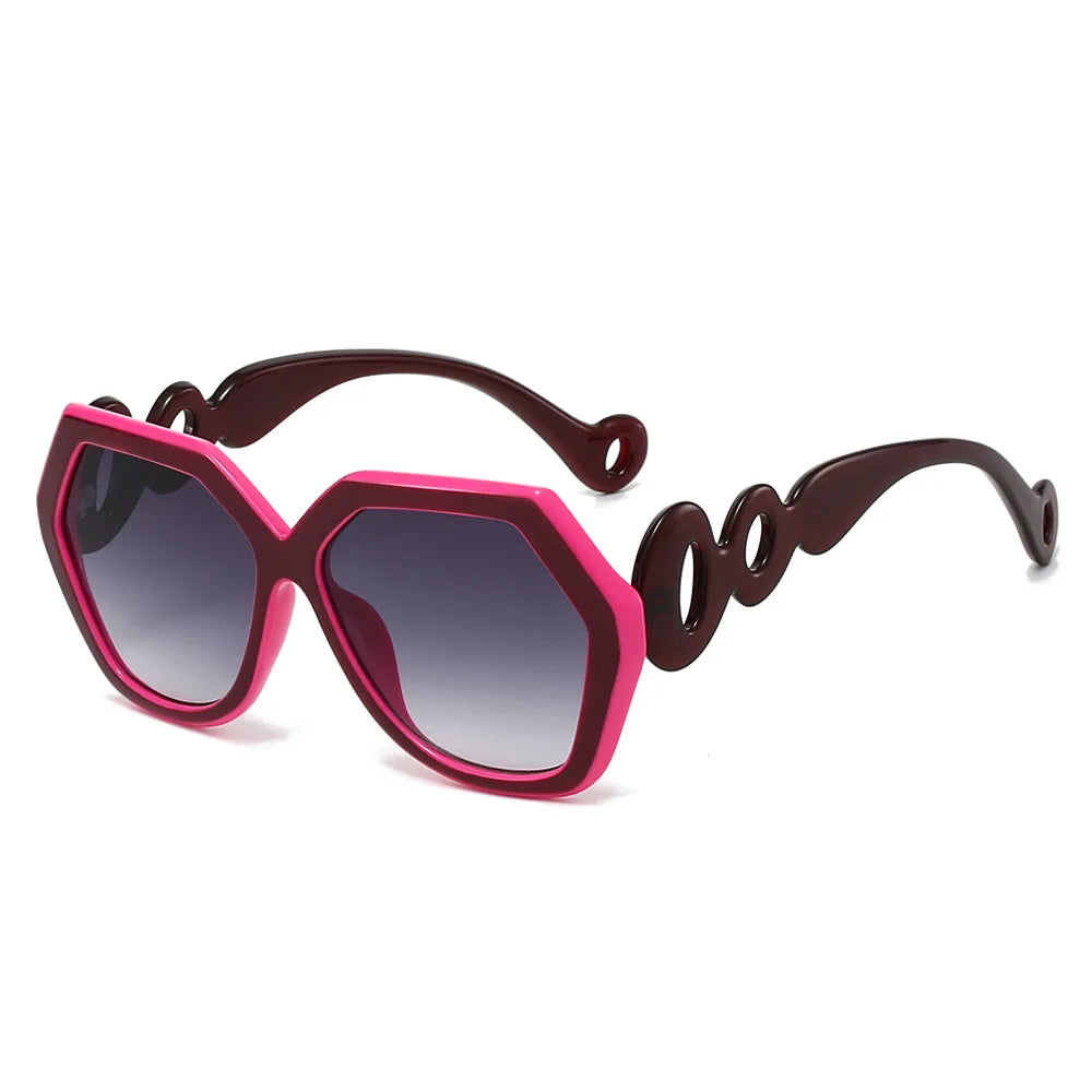 Hexagon Hollow Out Circle Elegant Travel Ladies Sunglasses
