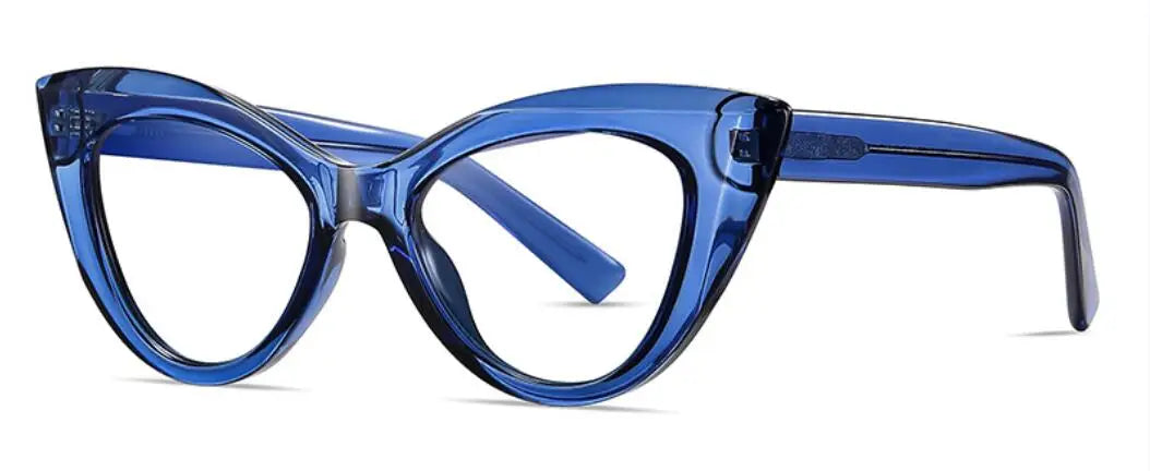 transparent blue High Quality Anti Blue Light Oversized Cat Eye Reading Glasses
