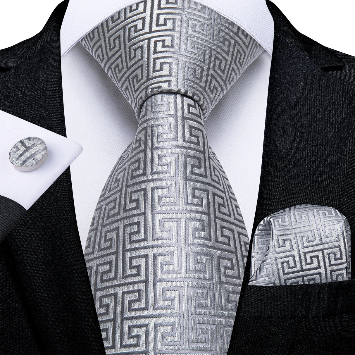 gray geometric tie