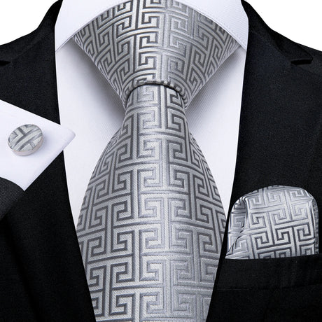 gray geometric tie