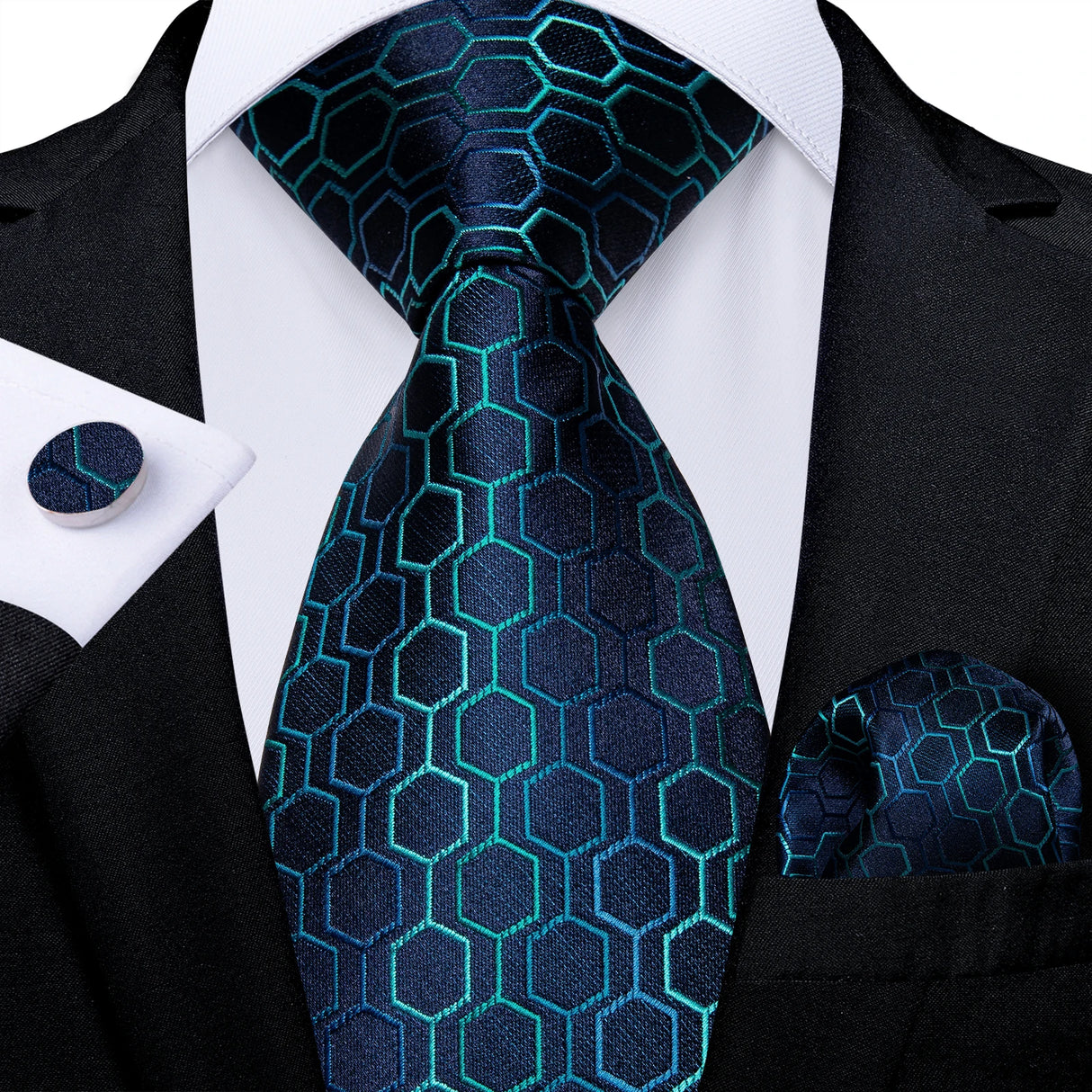 blue geometric tie