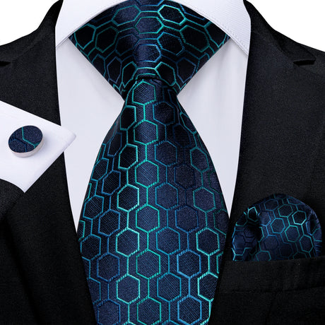 blue geometric tie