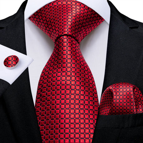 Red geometric tie