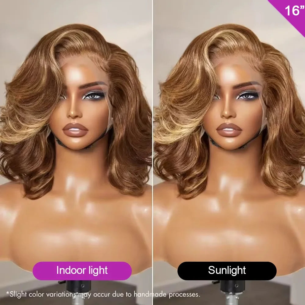 Highlight Body Wave Bob 13X4 Lace Human Hair Wig