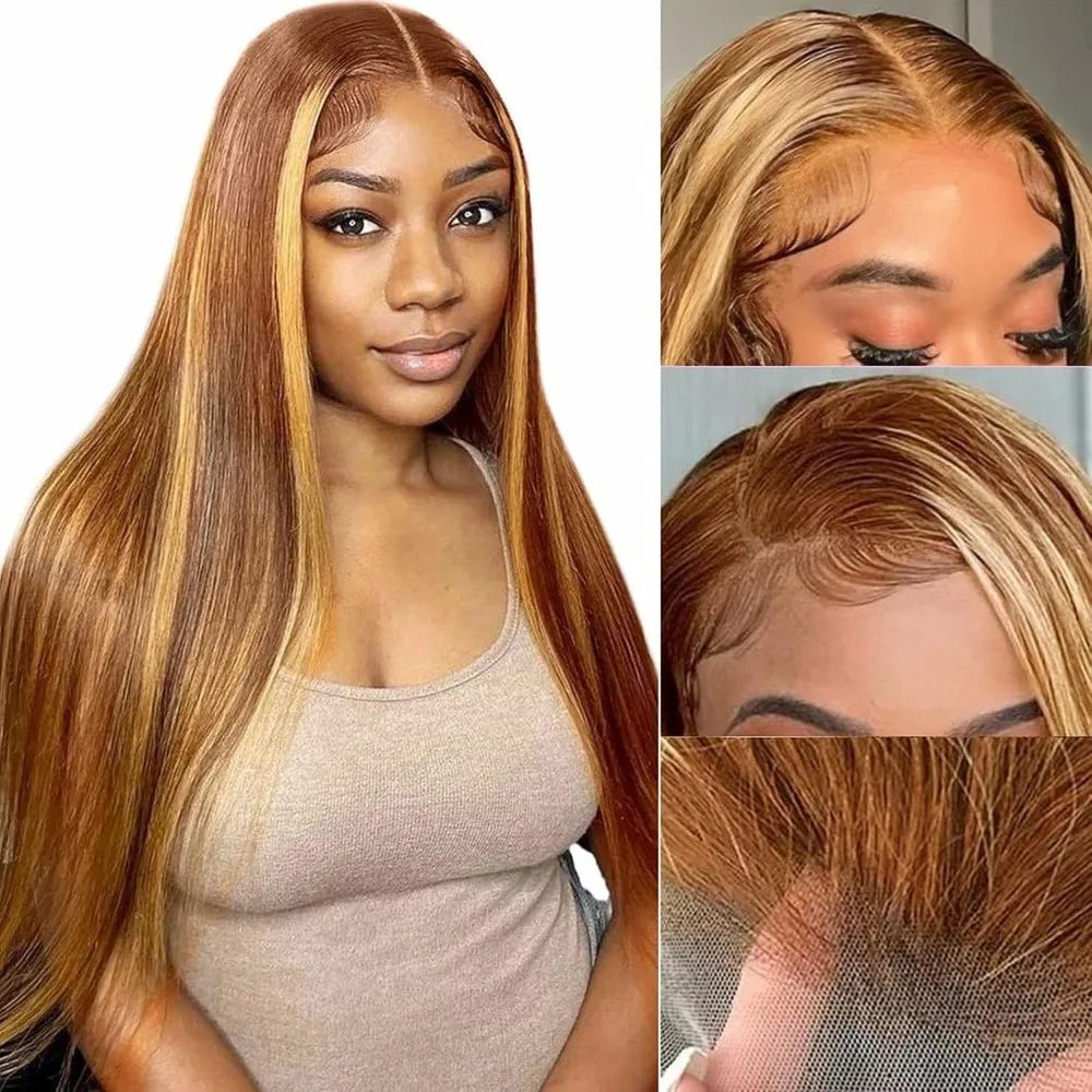 Highlight Brazilian 28inch 13x4 Straight Human Hair Wig