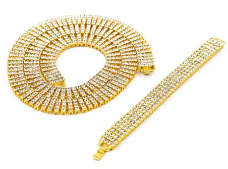 Gold Hip-Hop Iced Out 30" Rhinestone Bling Men's Jewelry