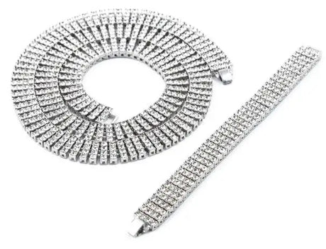 Silver Hip-Hop Iced Out 30" Rhinestone Bling Men's Jewelry