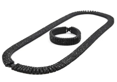 Black Hip-Hop Iced Out 30" Rhinestone Bling Men's Jewelry