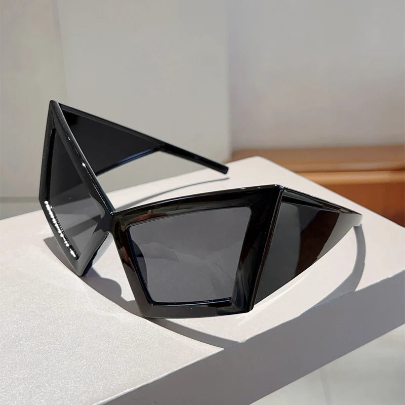 Black Hip-hop Oversized Cat Eye Sunglasses For Women