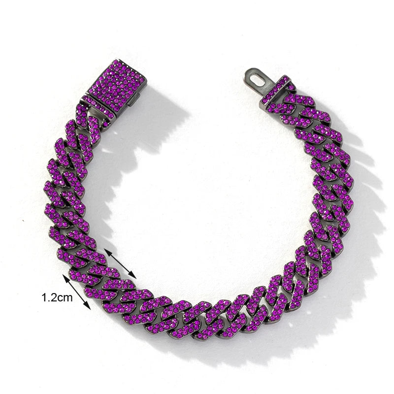 size of Peuple bracelet HipHop Cuban Chain Rhinestone Jewelry
