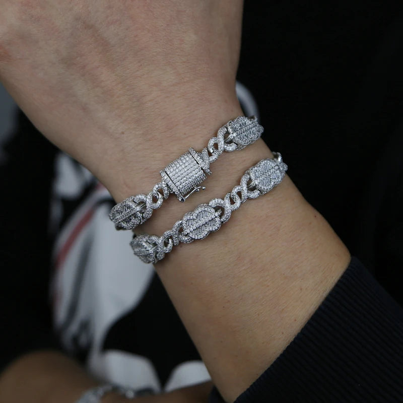model using bracelet Hip Hop Link Chain Charm  Bling Jewelry