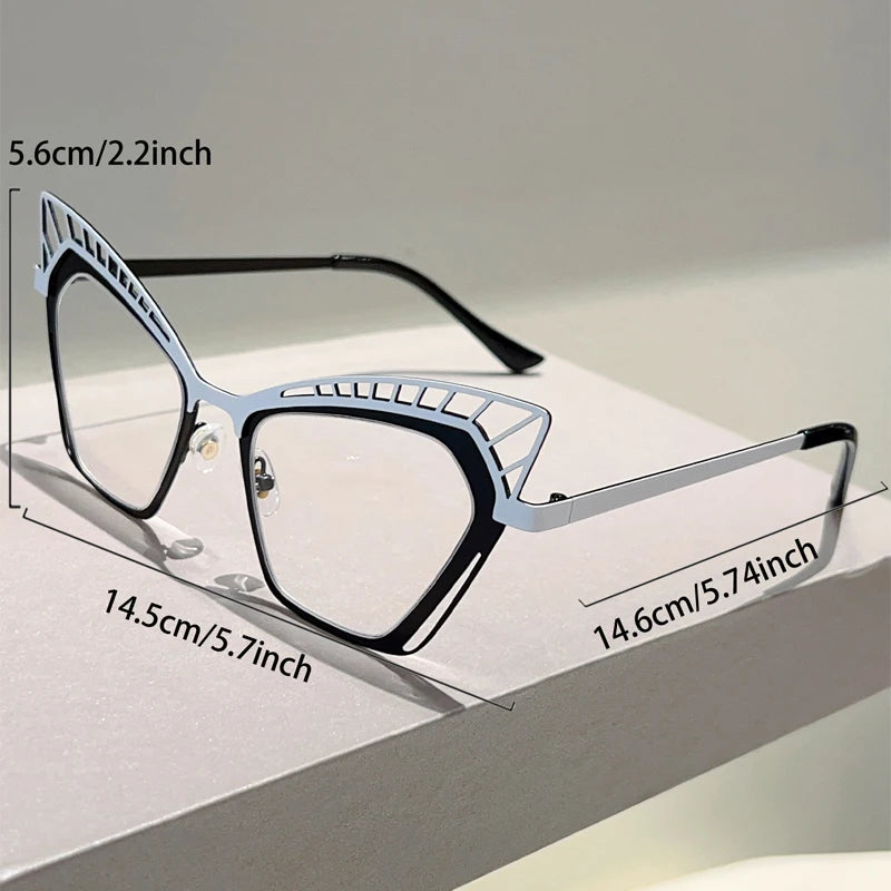 Size of Hollowed Rim Cat Eye Eyeglasses