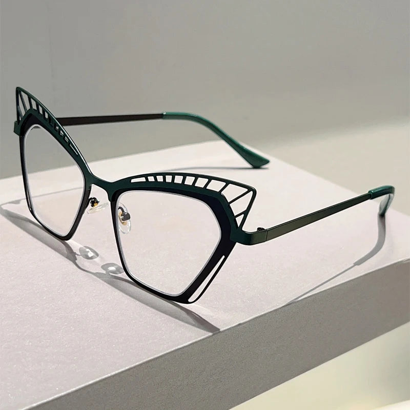 Black Hollowed Rim Cat Eye Eyeglasses
