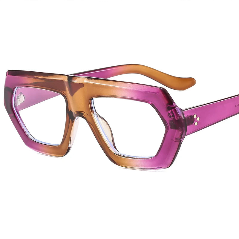 Hyperopia Thick Frame Reading Eyeglasses brown purple