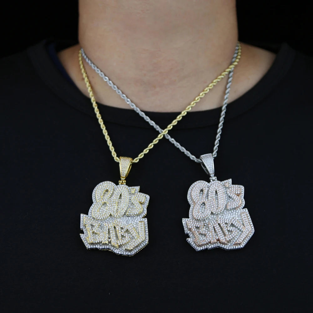 Model using Iced Out Bling Zircon Alphabet Charm Pendant Necklace