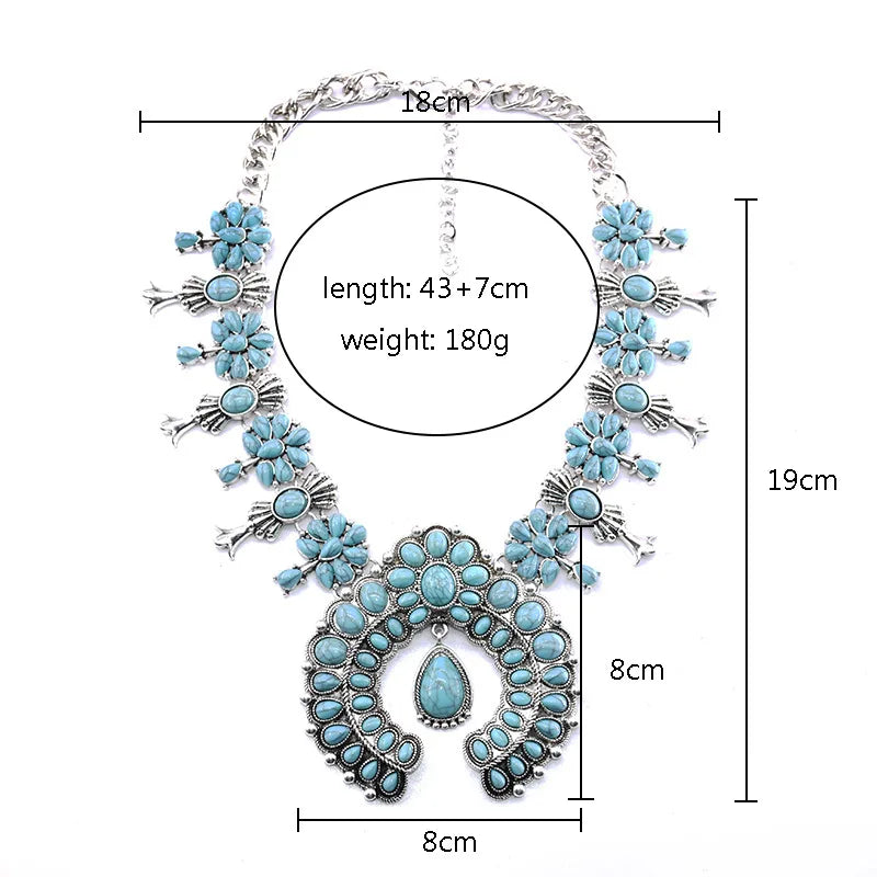Size of Indian Turquoise Resin Baroque Statement Squash Necklace