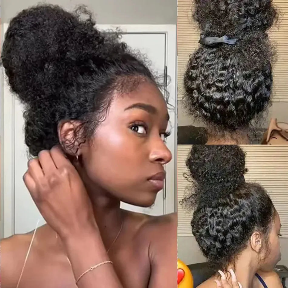 Invisible Strap Curly 360 Deep Wave Frontal Human Hair Wigs