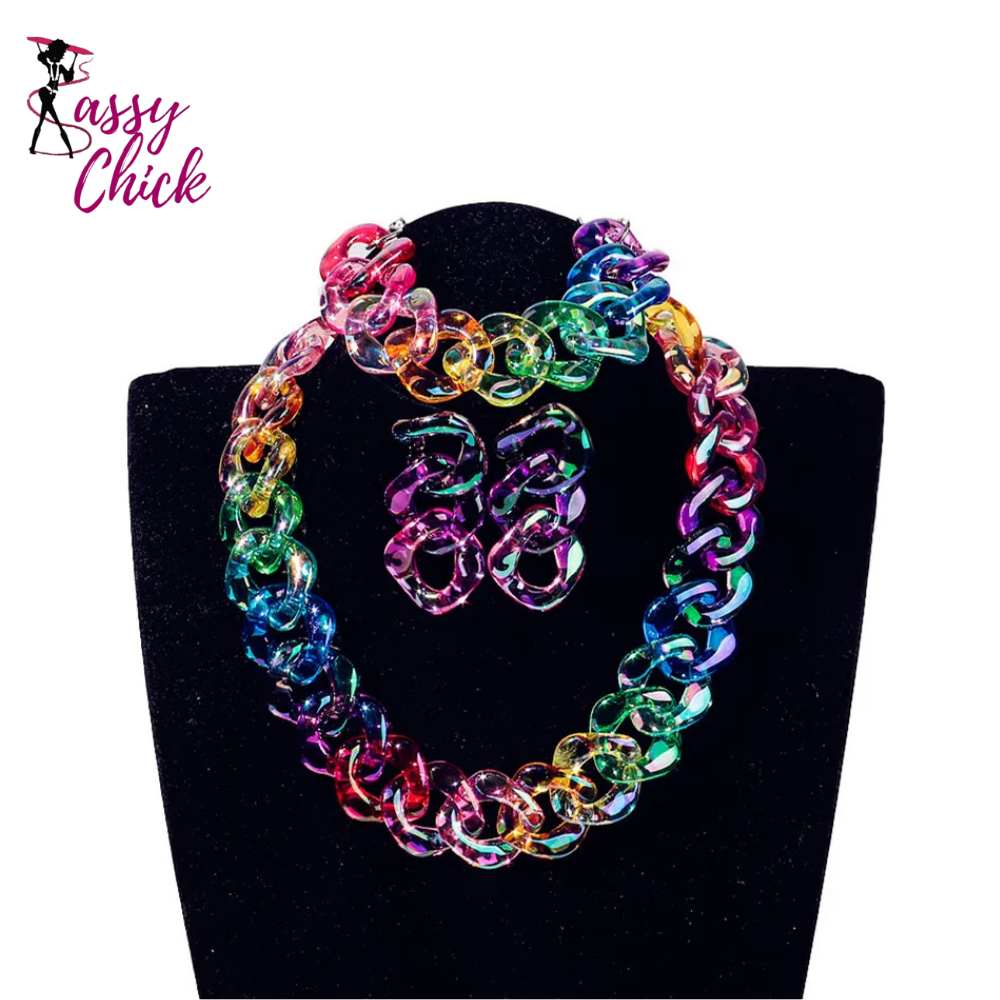 Iridescent Acrylic Chain Jewelry Sets Sassy Chick Logo