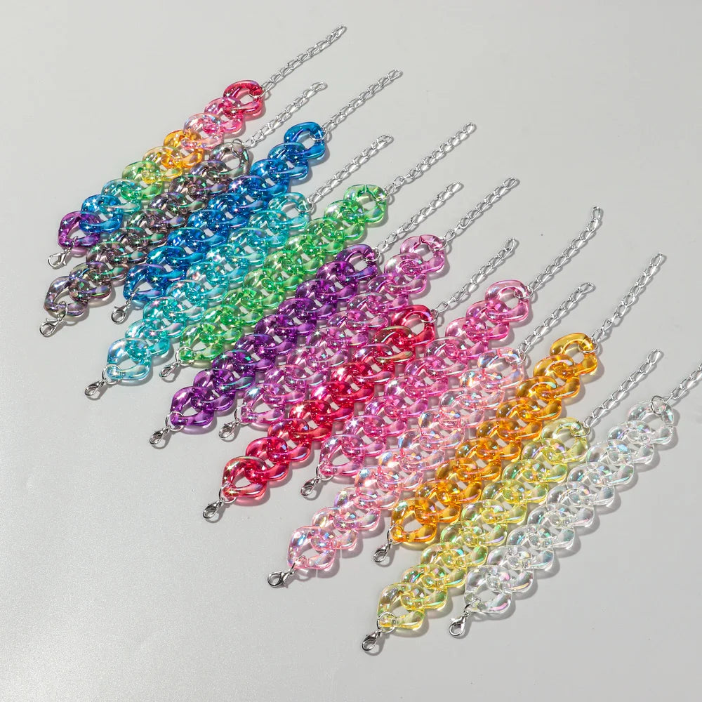 Collection of Iridescent Acrylic Chain Jewelry Sets